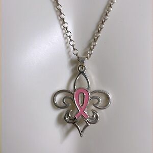 NEW Sterling Silver 27x23 mm Breast Cancer Awareness Pendant